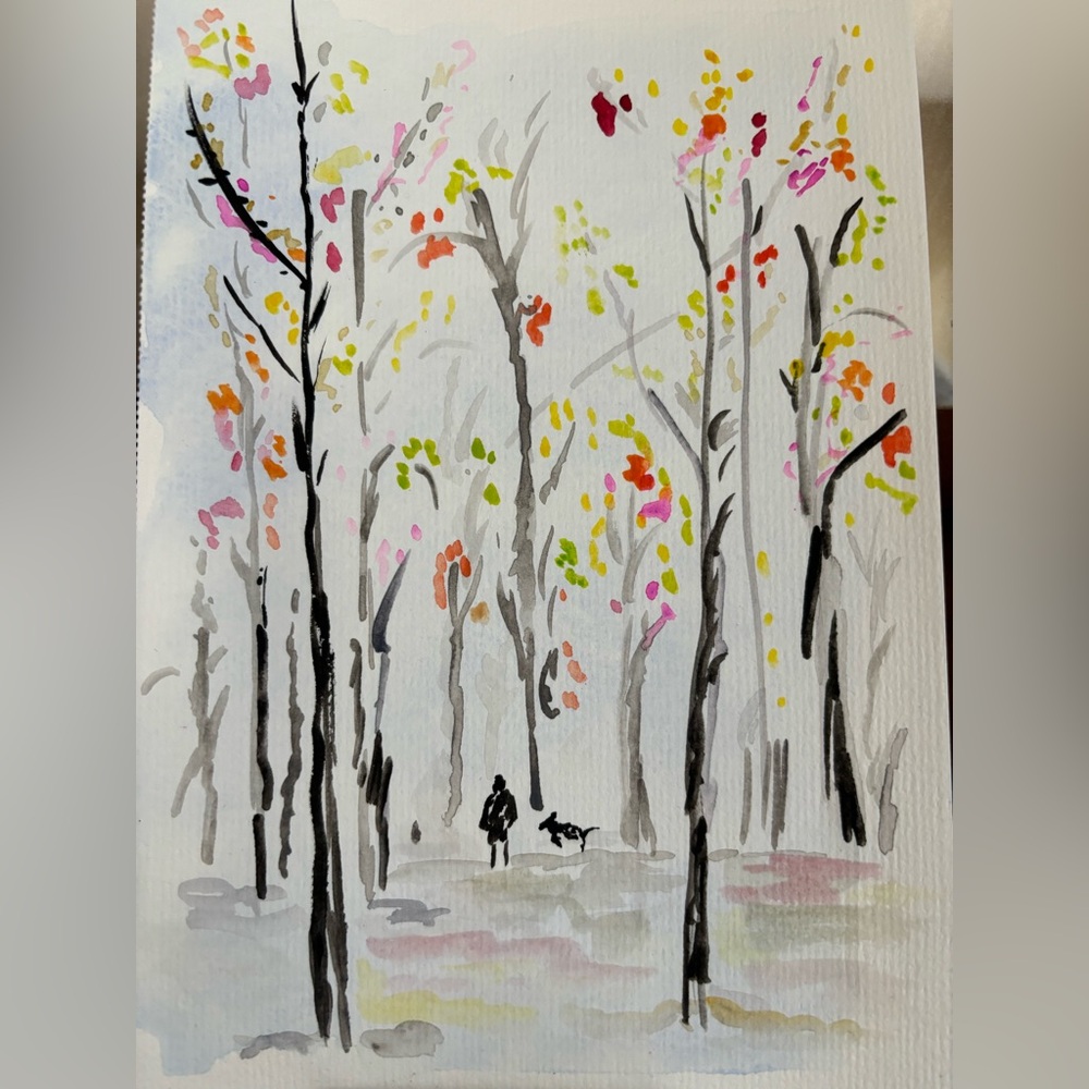 Love Tree Vibrant Forest Walk Painting